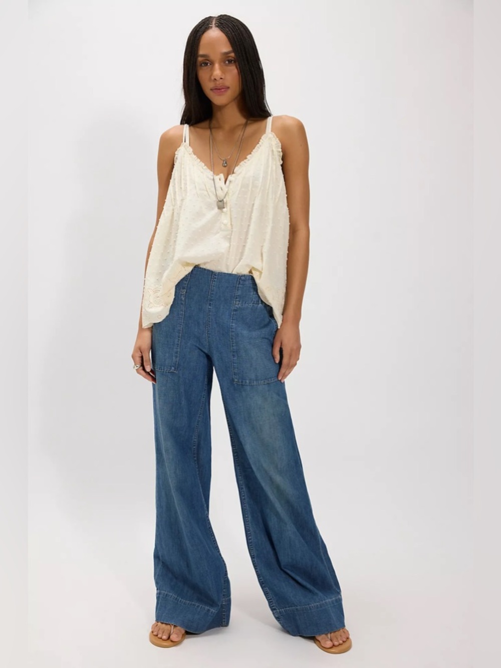 Free People Blue Wide Leg Flare Jeans